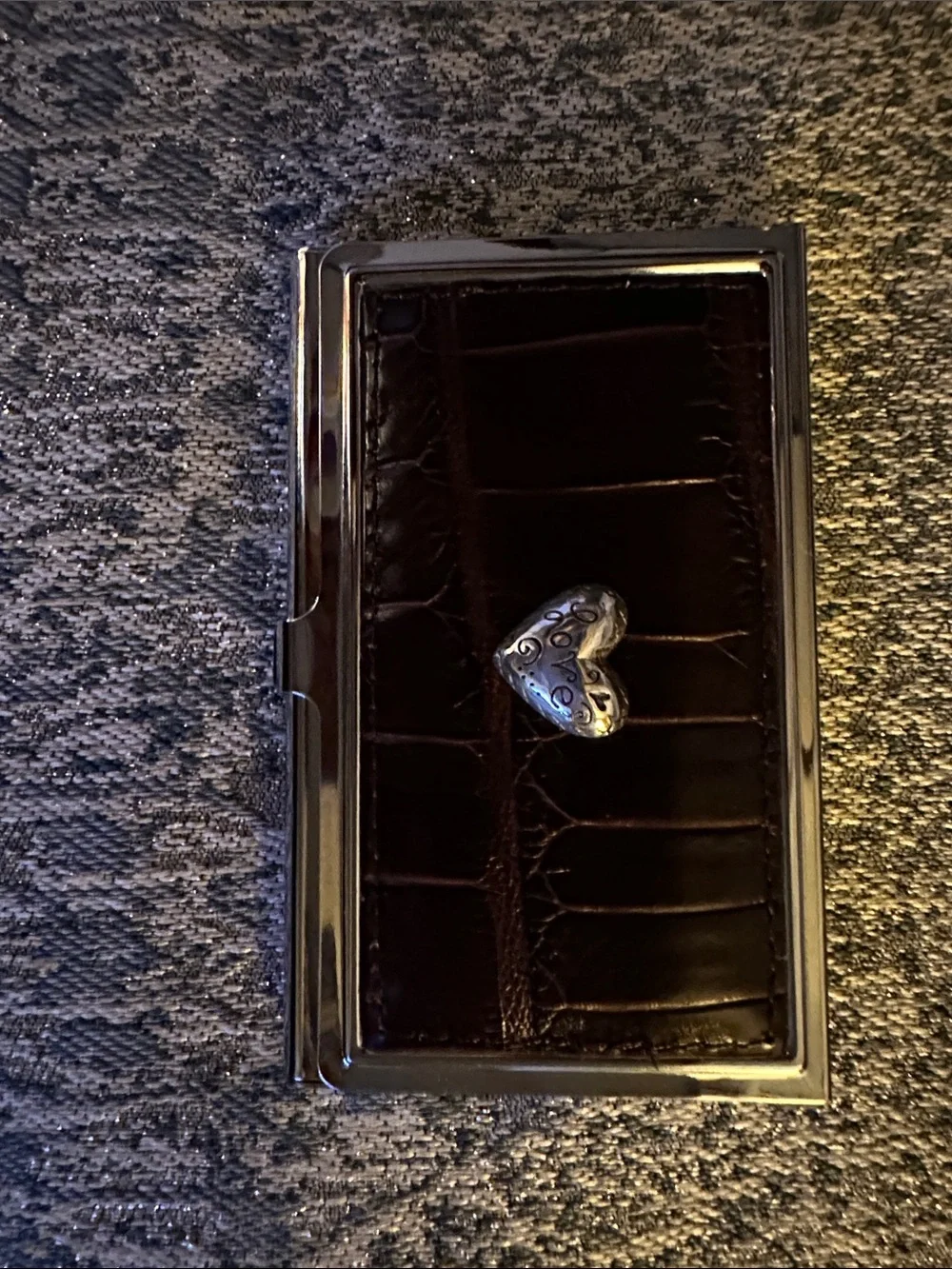 Brighton Silver Metal Card Case with Heart Motif